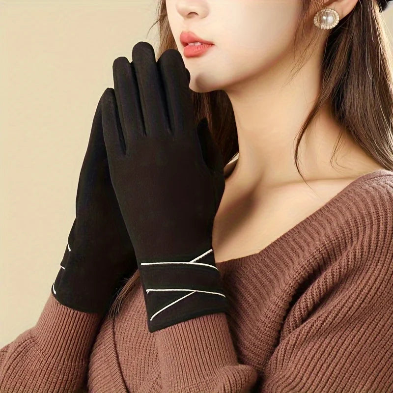 Elegant cross-cuff gloves