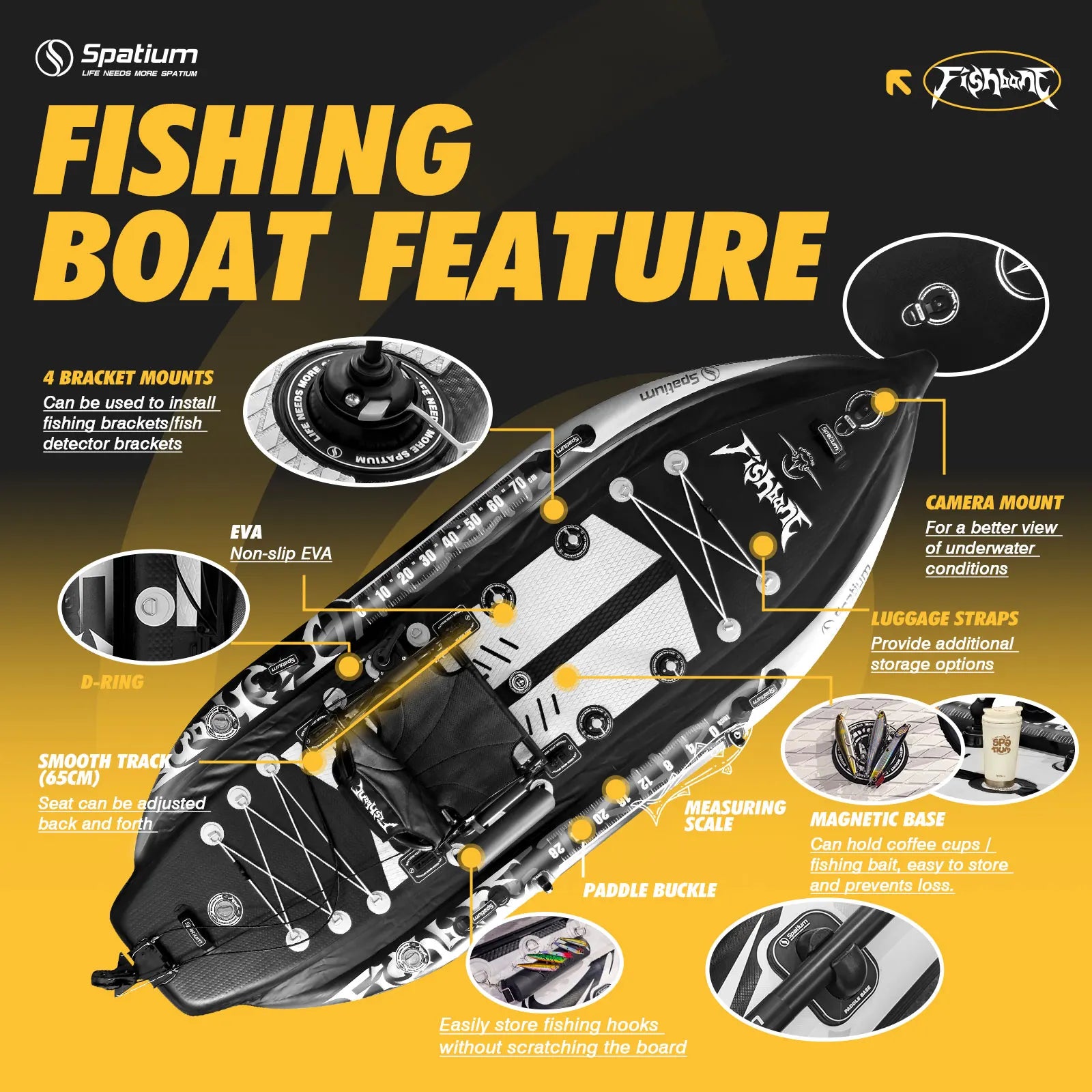Spatium Fishing Kayak, Fishing Paddle Board