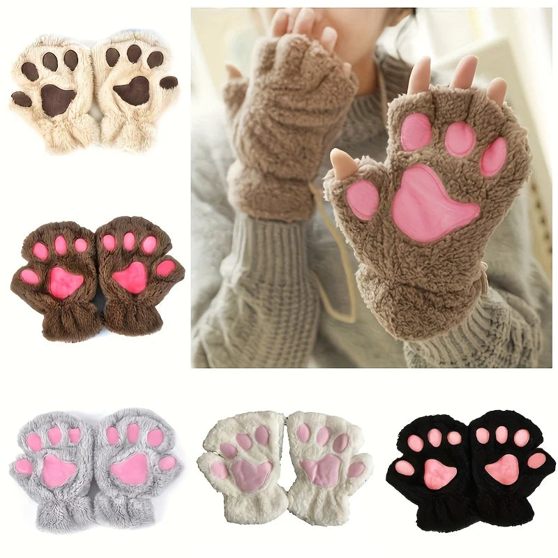 Women's Cat Paw Winter Gloves