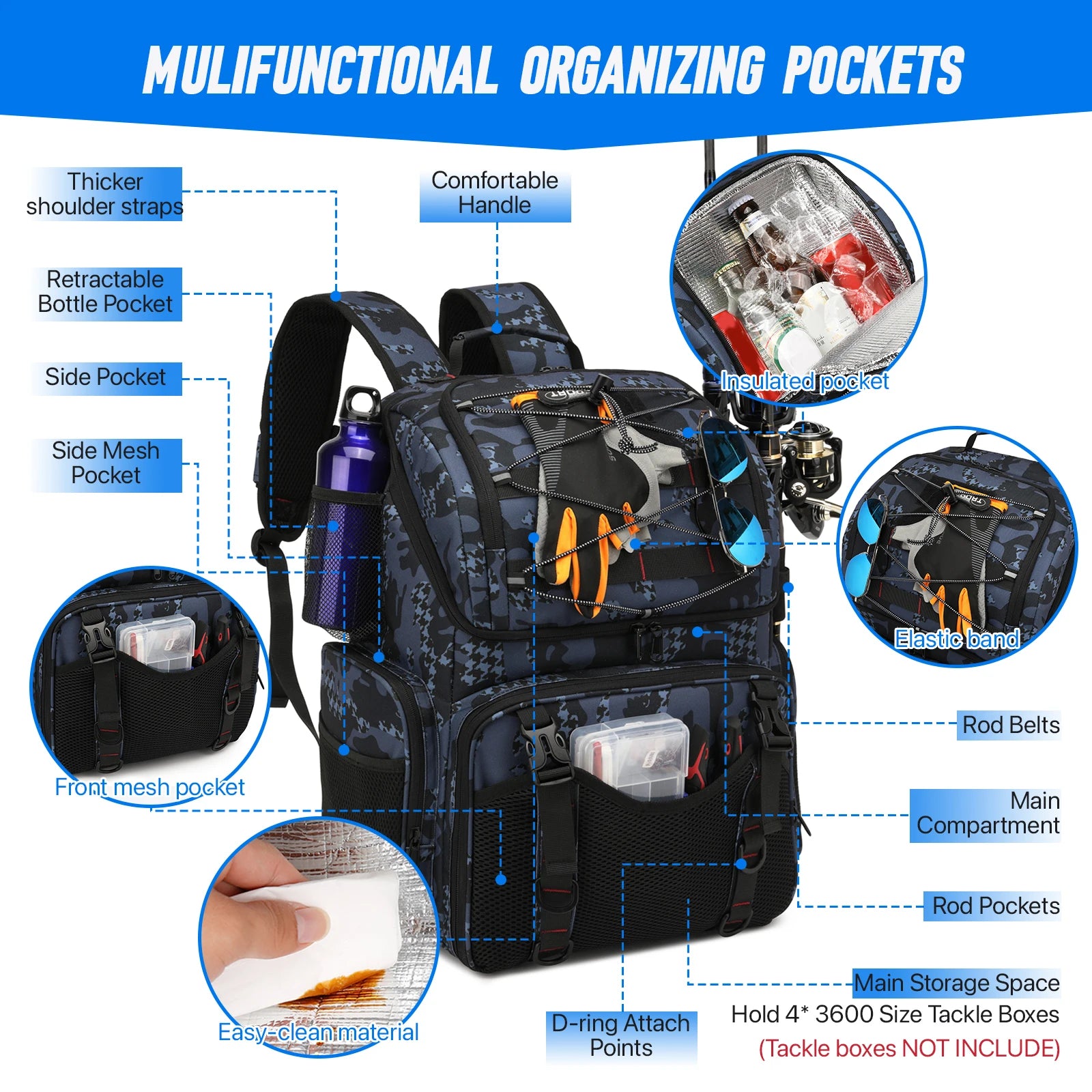 Fishing Backpack 45L Cooler Tackle Bag