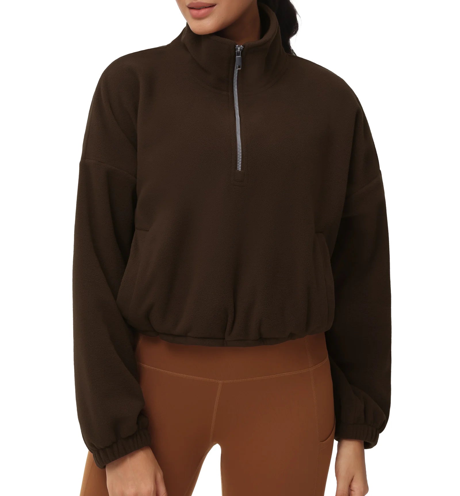 THE GYM PEOPLE Women’s Half-Zip Crop Fleece Pullover