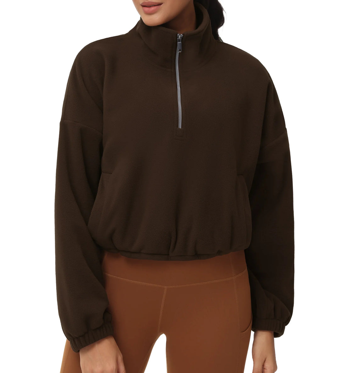 THE GYM PEOPLE Women’s Half-Zip Crop Fleece Pullover