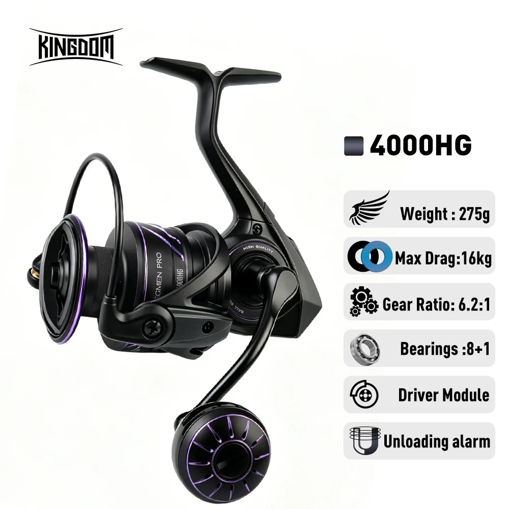Kingdom Tegmen Pro Spinning Fishing Reel 16kg Max Drag 6.2:1 High Speed Gear Ratio 8+1BB Light Weight Saltwater Fishing Coil