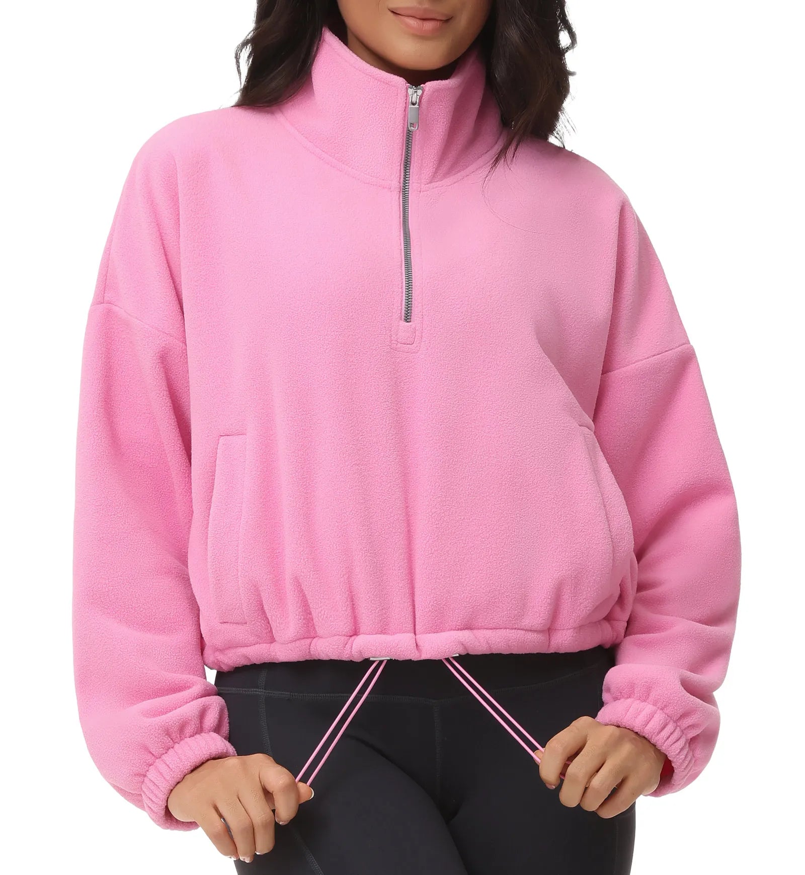 THE GYM PEOPLE Women’s Half-Zip Crop Fleece Pullover