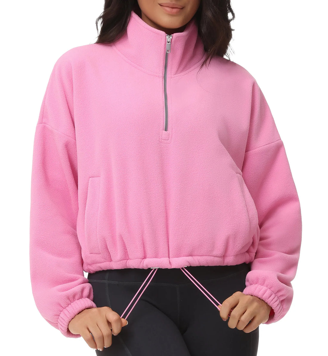 THE GYM PEOPLE Women’s Half-Zip Crop Fleece Pullover
