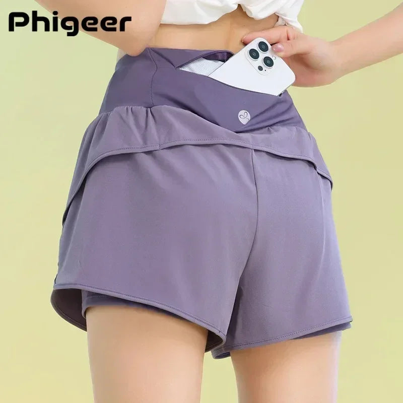 Yoga Shorts for Women Lightweight Gym Cycling Workout Shorts with Pocket Breathable Running Sweatpants Athletic Clothes