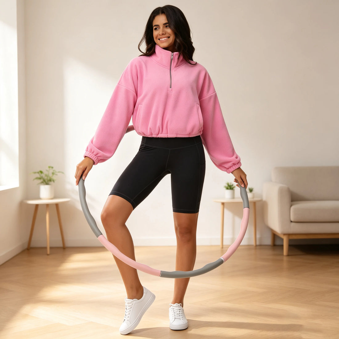 THE GYM PEOPLE Women’s Half-Zip Crop Fleece Pullover