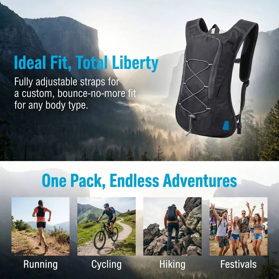 2L Hydration Backpack with Water Bladder