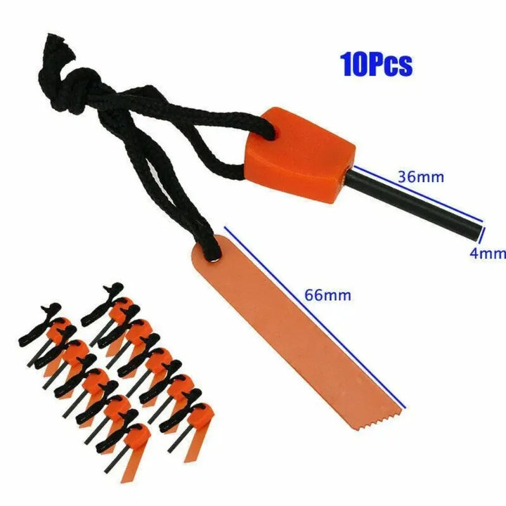 10-Pack Ferro Rod Fire Starter Kit