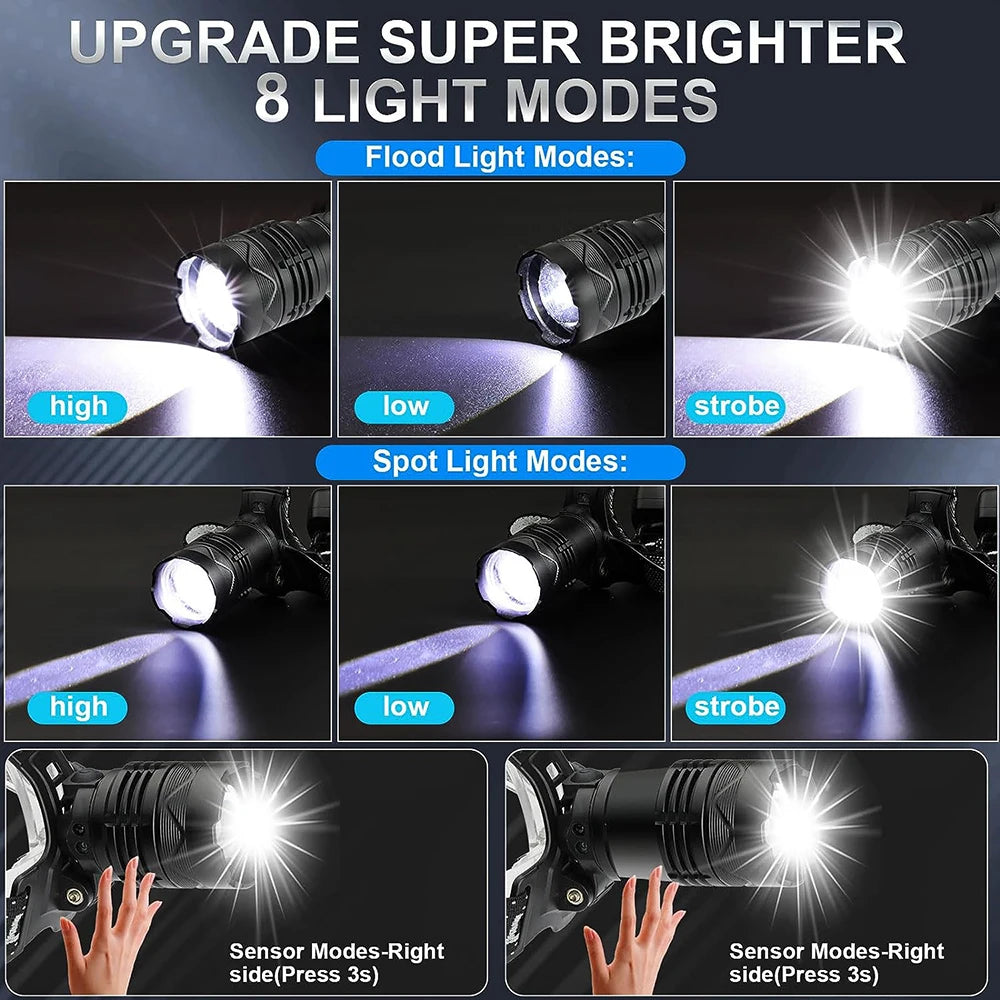 1000W Led Sensor Head Flashlight
