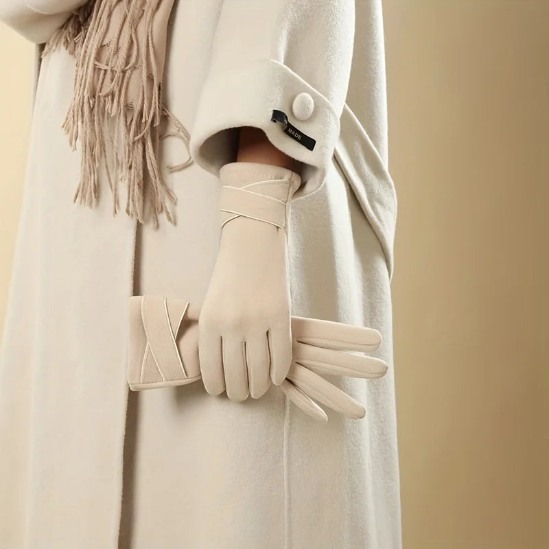 Elegant cross-cuff gloves