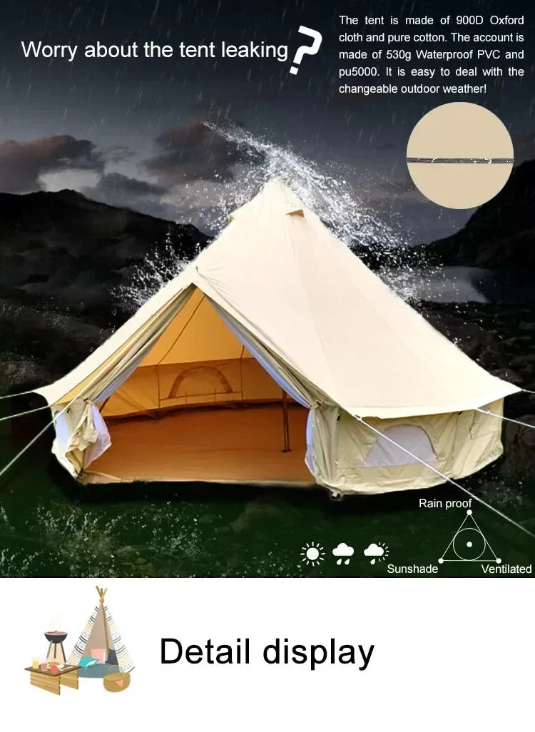 Outdoor Cotton Canvas Bell Yurt Tent