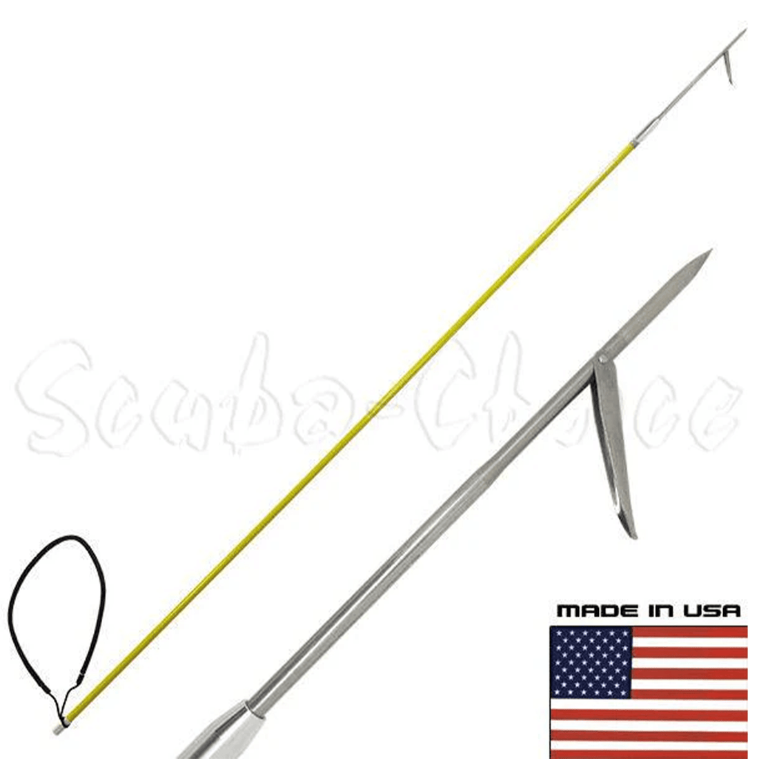 7' One Piece Spearfishing Fiber Glass Pole Spear w/ 1 Prong Single Barb Tip
