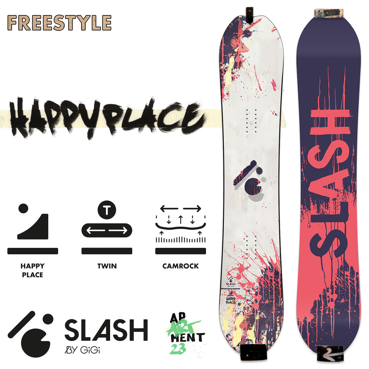 Slash by GiGi – Happy Place Snowboard (Camrock, Carbon Reinforced)