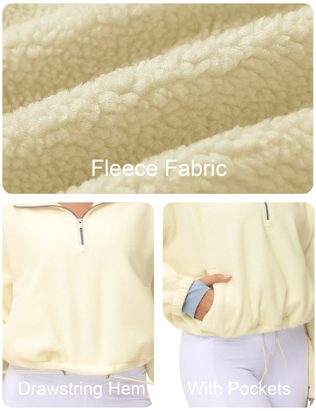 THE GYM PEOPLE Women’s Half-Zip Crop Fleece Pullover