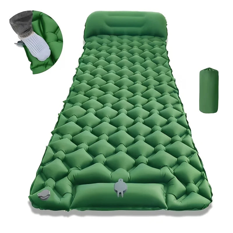 1pc Outdoor Inflatable Sleeping Pad | 1-Minute Quick Inflation + Extra Thick Puncture-Proof | Essential for Camping / Hiking