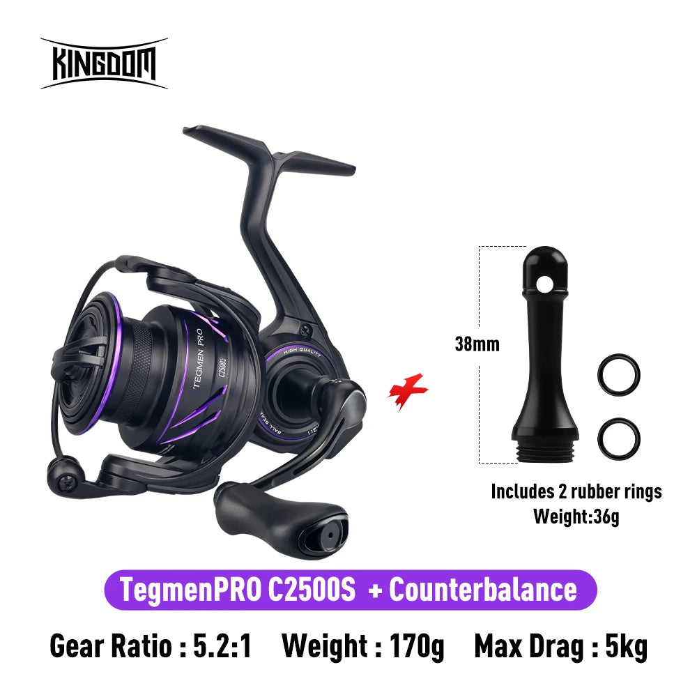 Kingdom Tegmen Pro Spinning Fishing Reel 16kg Max Drag 6.2:1 High Speed Gear Ratio 8+1BB Light Weight Saltwater Fishing Coil