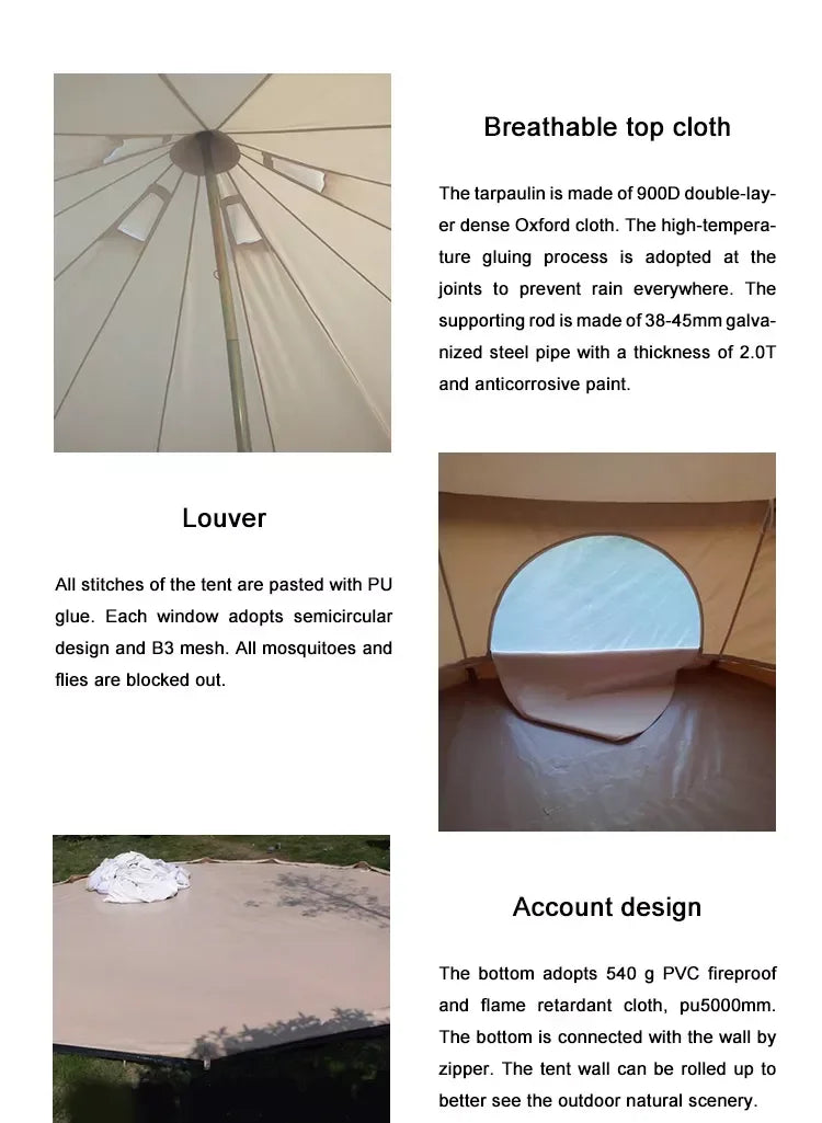 Outdoor Cotton Canvas Bell Yurt Tent