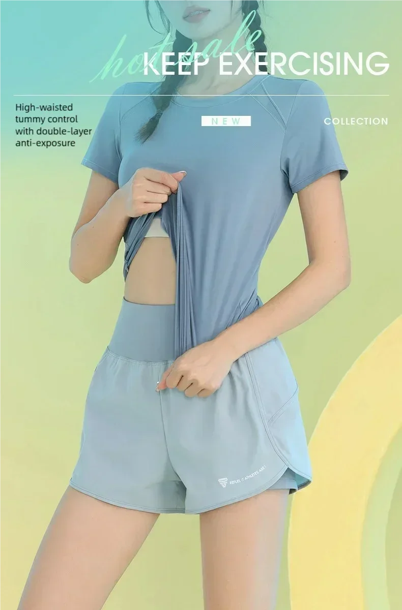 Yoga Shorts for Women Lightweight Gym Cycling Workout Shorts with Pocket Breathable Running Sweatpants Athletic Clothes