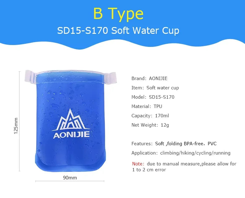 AONIJIE SD09 SD10 250ml 500ml Soft Flask Folding Collapsible Water Bottle