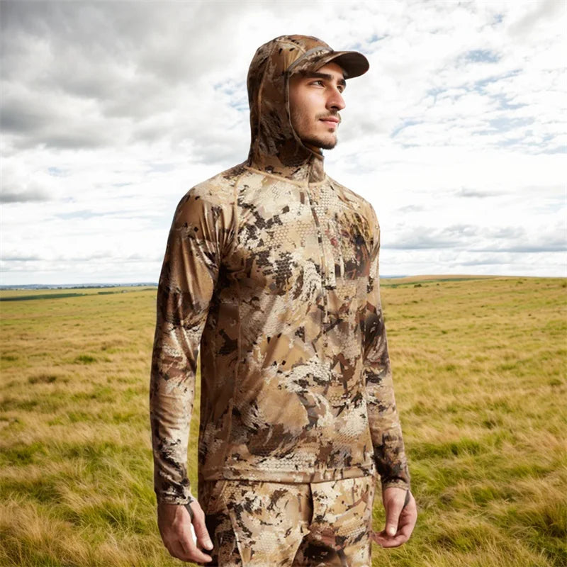 Core Lightweight Camouflage Hoodie Pullover Mask T-Shirt