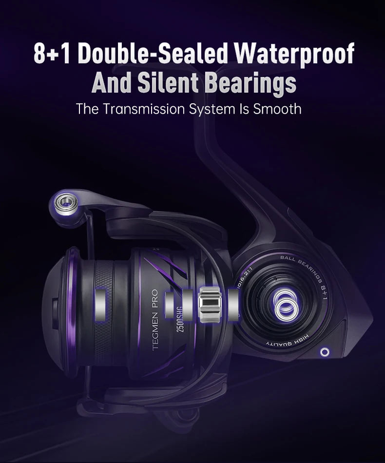 Kingdom Tegmen Pro Spinning Fishing Reel 16kg Max Drag 6.2:1 High Speed Gear Ratio 8+1BB Light Weight Saltwater Fishing Coil