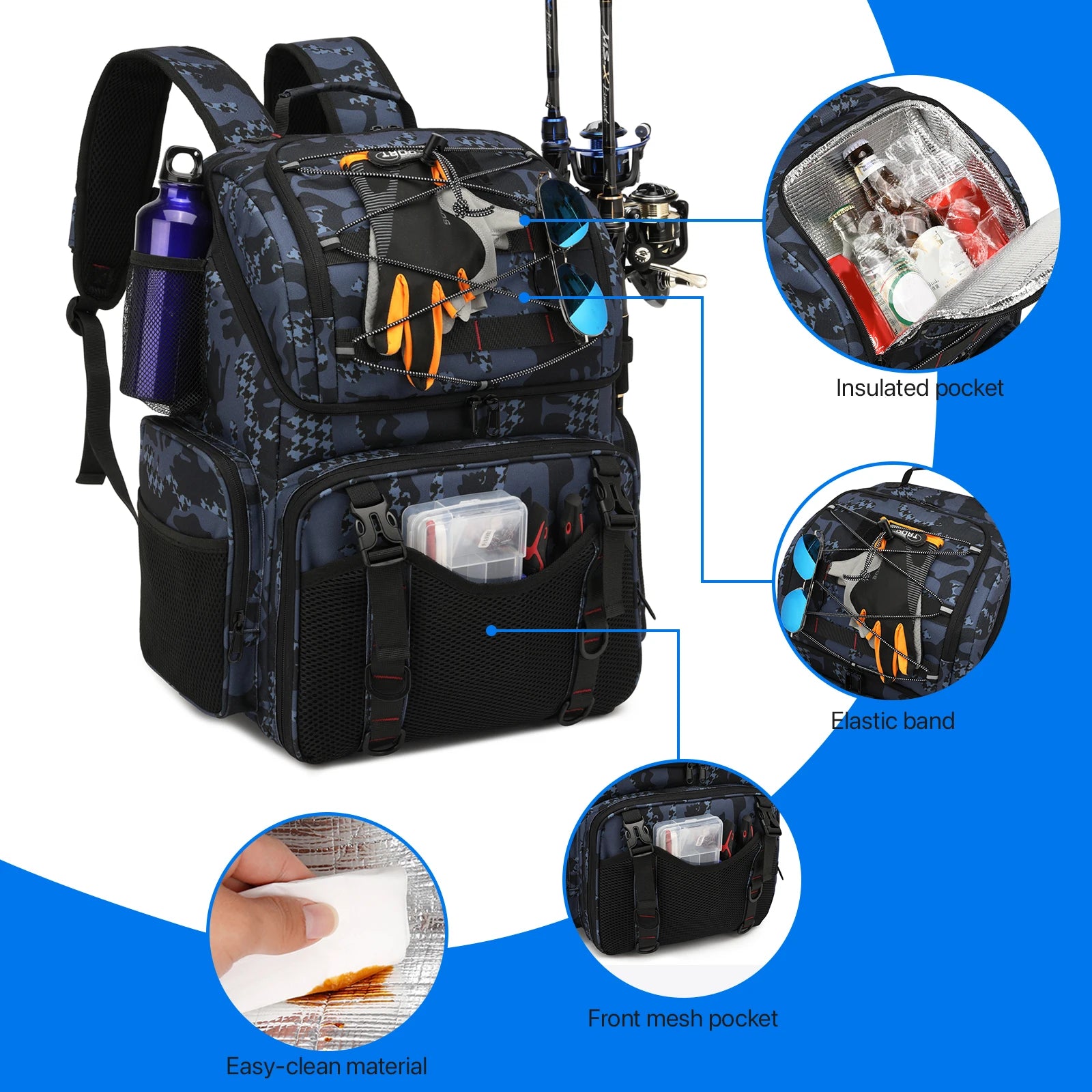 Fishing Backpack 45L Cooler Tackle Bag