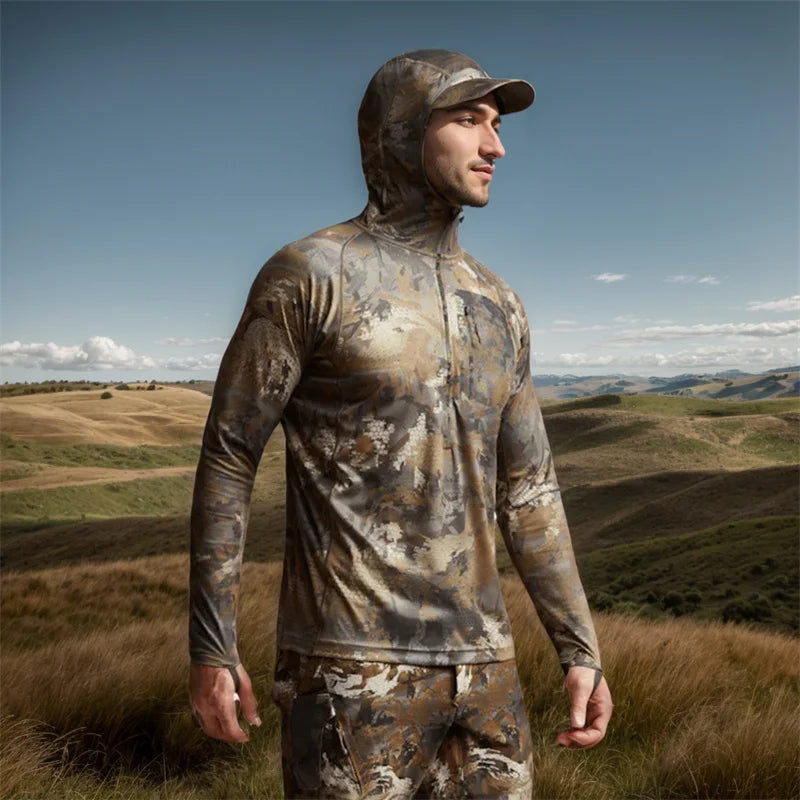 Core Lightweight Camouflage Hoodie Pullover Mask T-Shirt