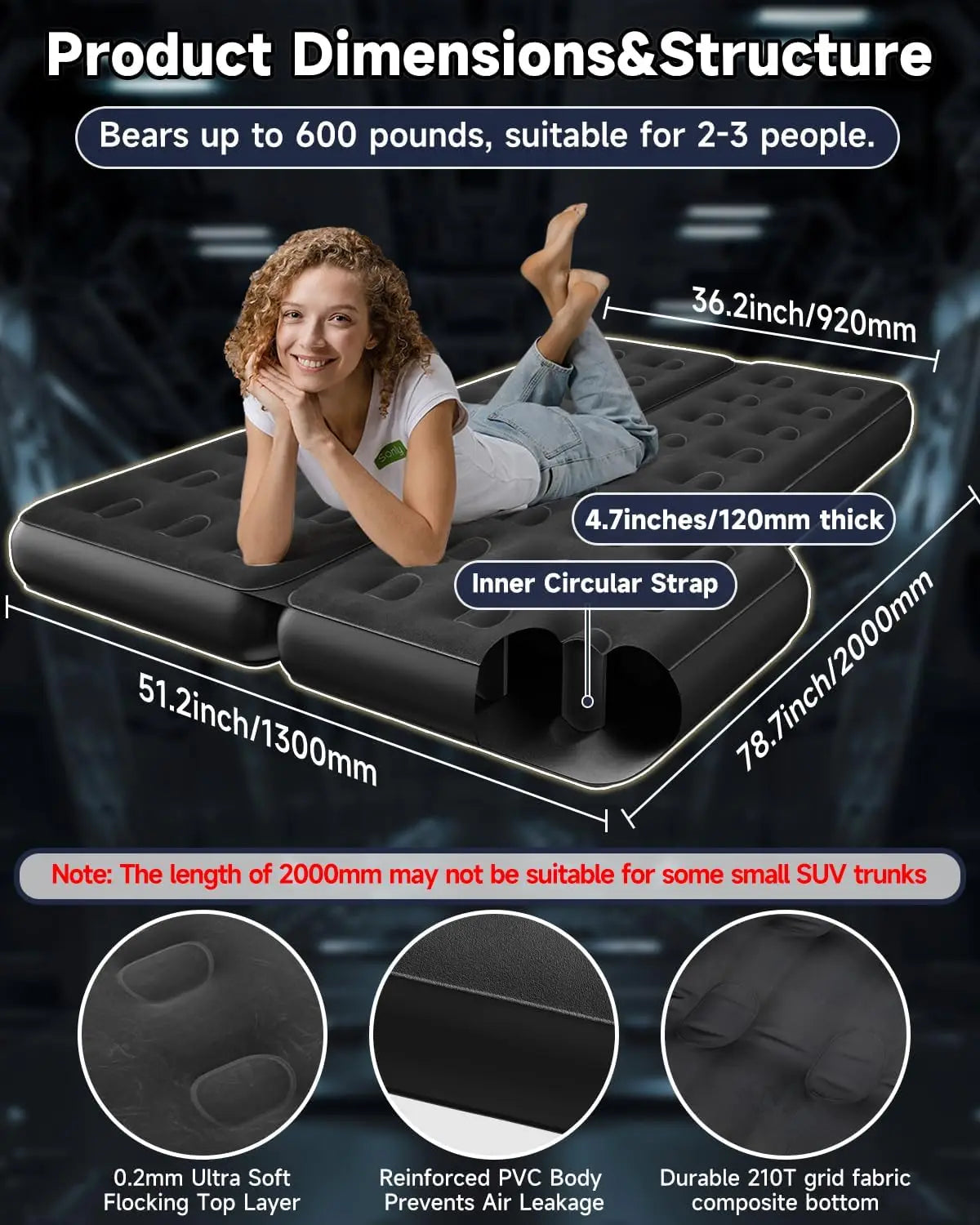 SUV Air Mattress Fits Mid & Full Size SUVs
