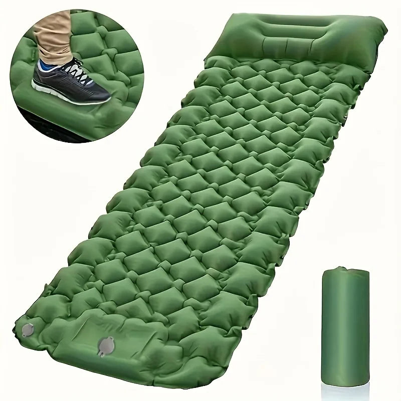 1pc Outdoor Inflatable Sleeping Pad | 1-Minute Quick Inflation + Extra Thick Puncture-Proof | Essential for Camping / Hiking