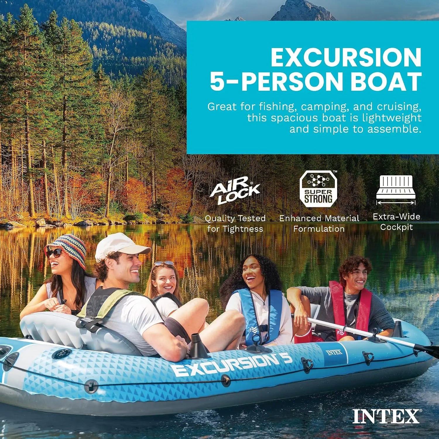 Excursion 5-Person Inflatable Fishing Boat