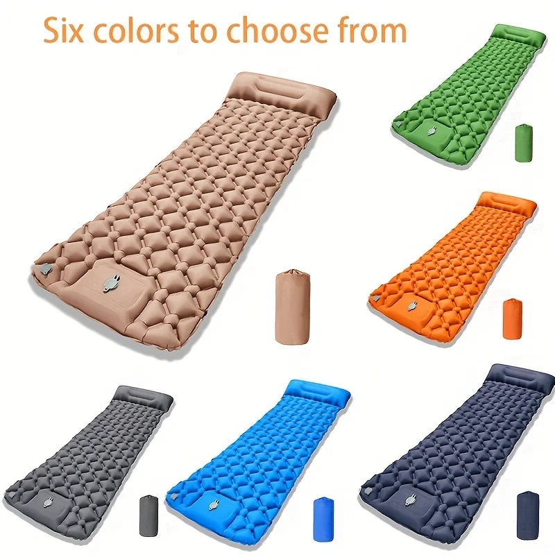 1pc Outdoor Inflatable Sleeping Pad | 1-Minute Quick Inflation + Extra Thick Puncture-Proof | Essential for Camping / Hiking