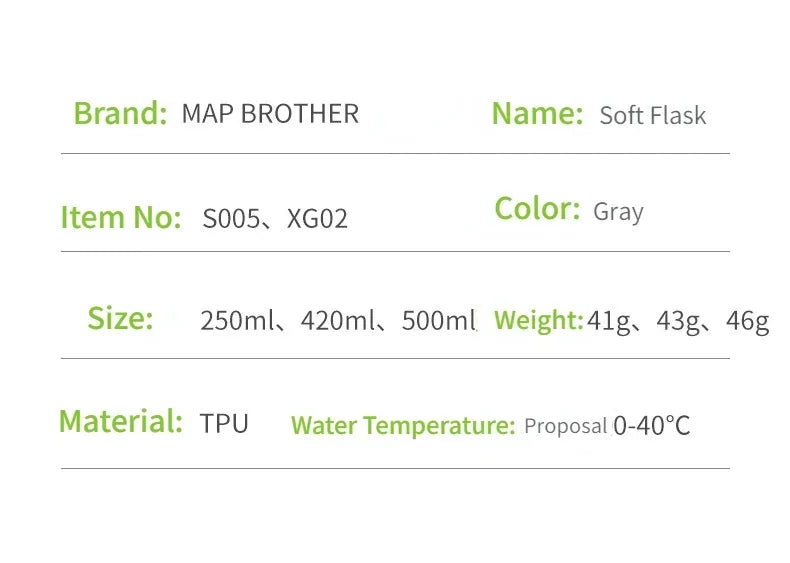 MAP BROTHER S005 250ml 420ml 500ml Soft Flask Folding Water Bottle
