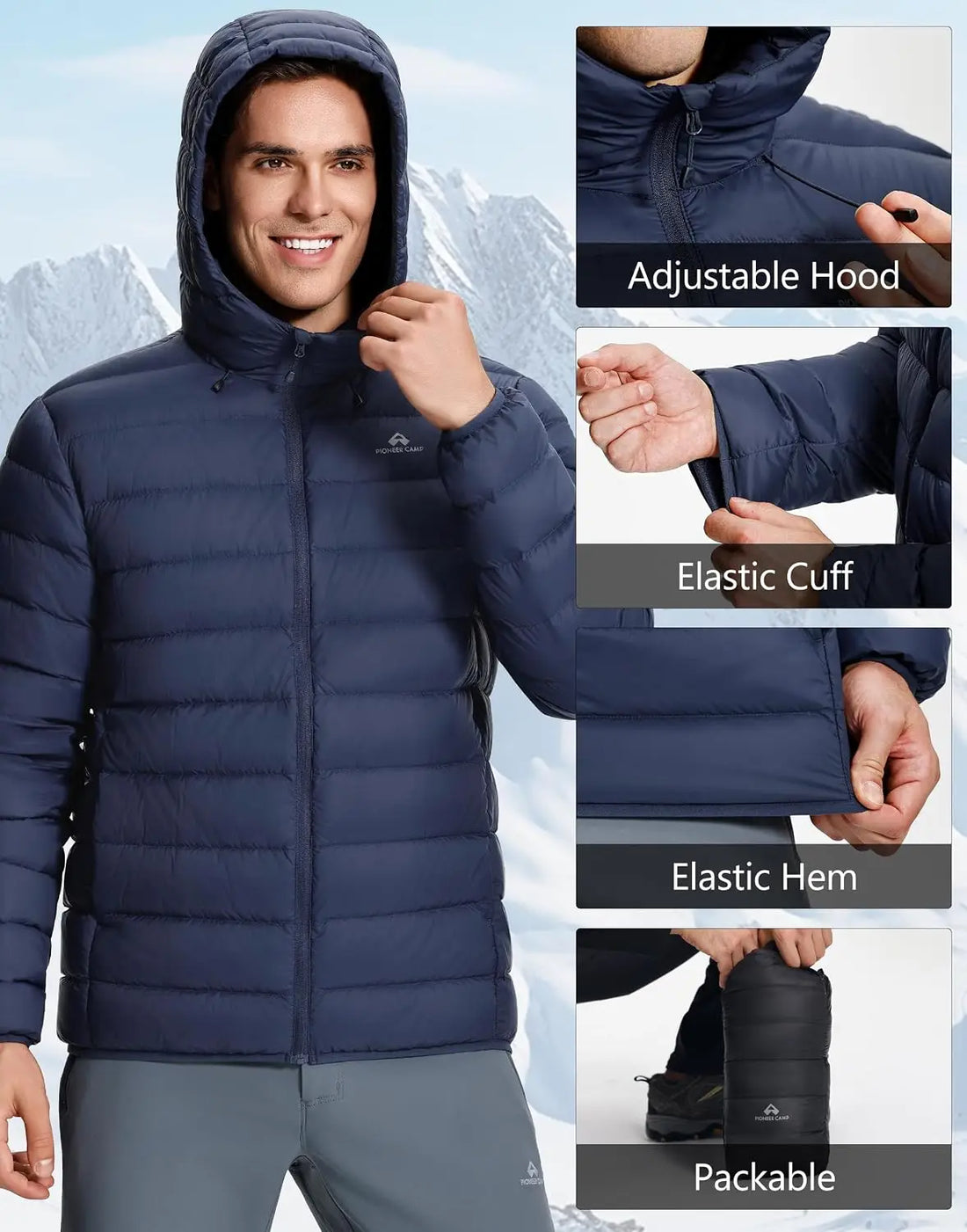 Pioneer Camp Men’s Lightweight Hooded Down Puffer Jacket