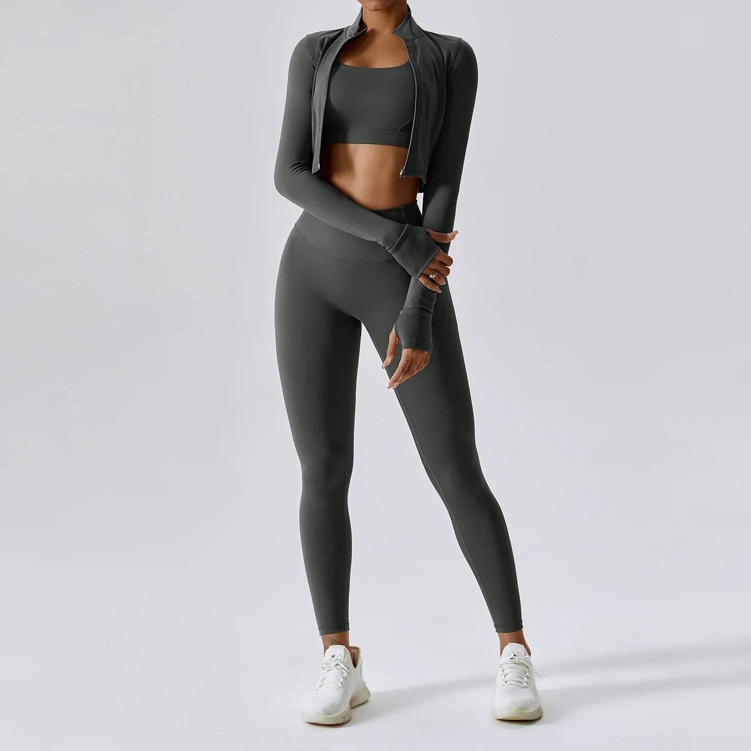 3-Piece Women’s Workout Set – Sports Bra, Leggings & Top