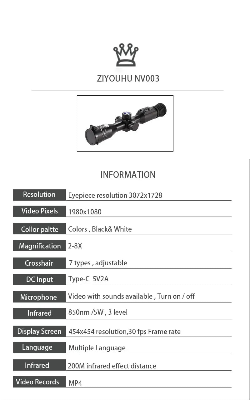 ZIYOUHU NV003 HD Digital Night Vision Device