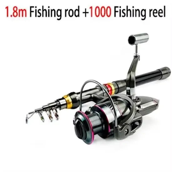 Carbon Fiber Fishing Rod And Reel Combo Telescopic Spinning Reel