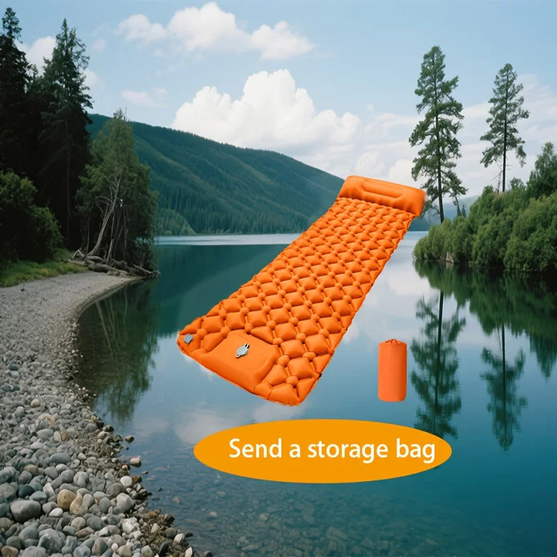 1pc Outdoor Inflatable Sleeping Pad | 1-Minute Quick Inflation + Extra Thick Puncture-Proof | Essential for Camping / Hiking