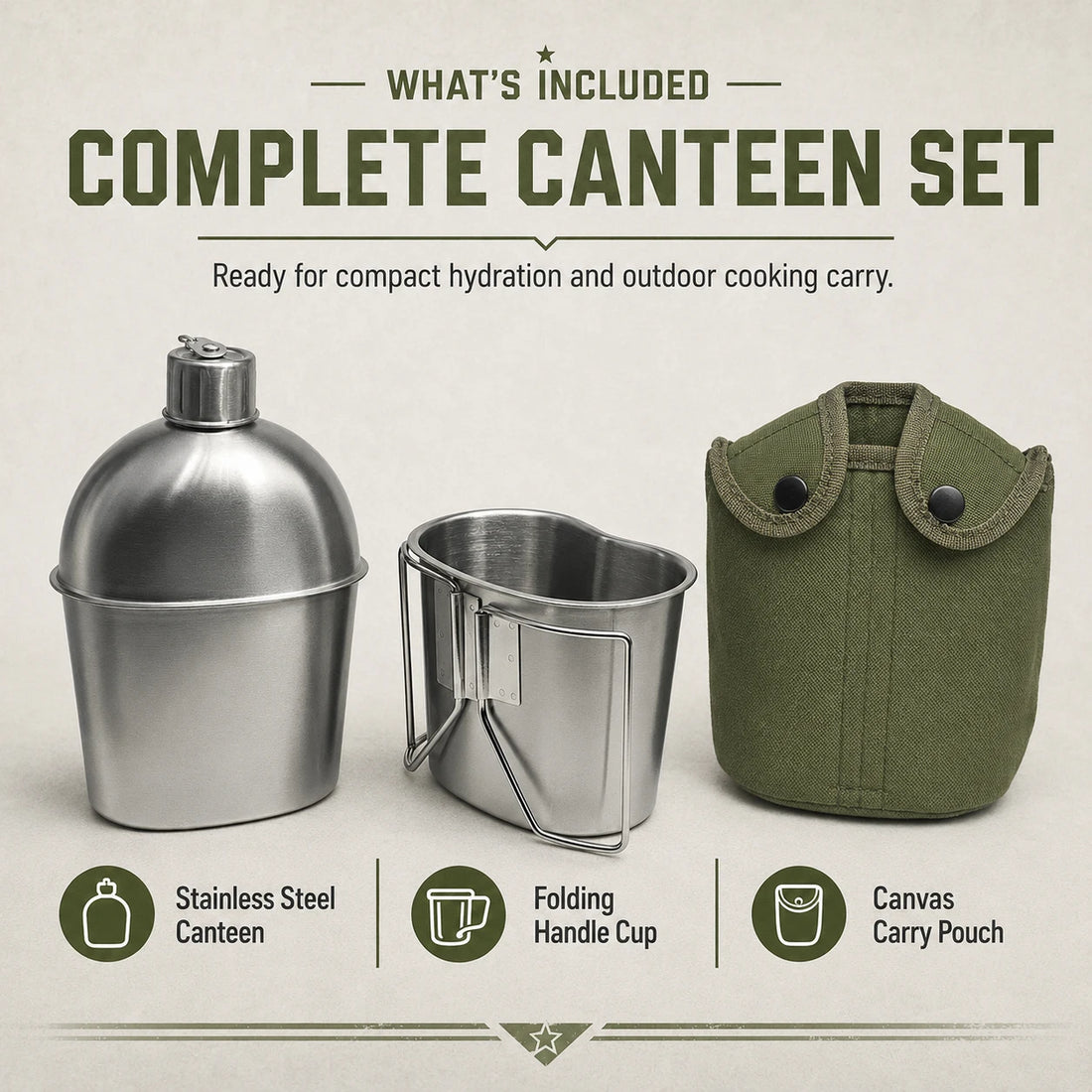 1L Military Tactical Canteen Bottle with Pouch