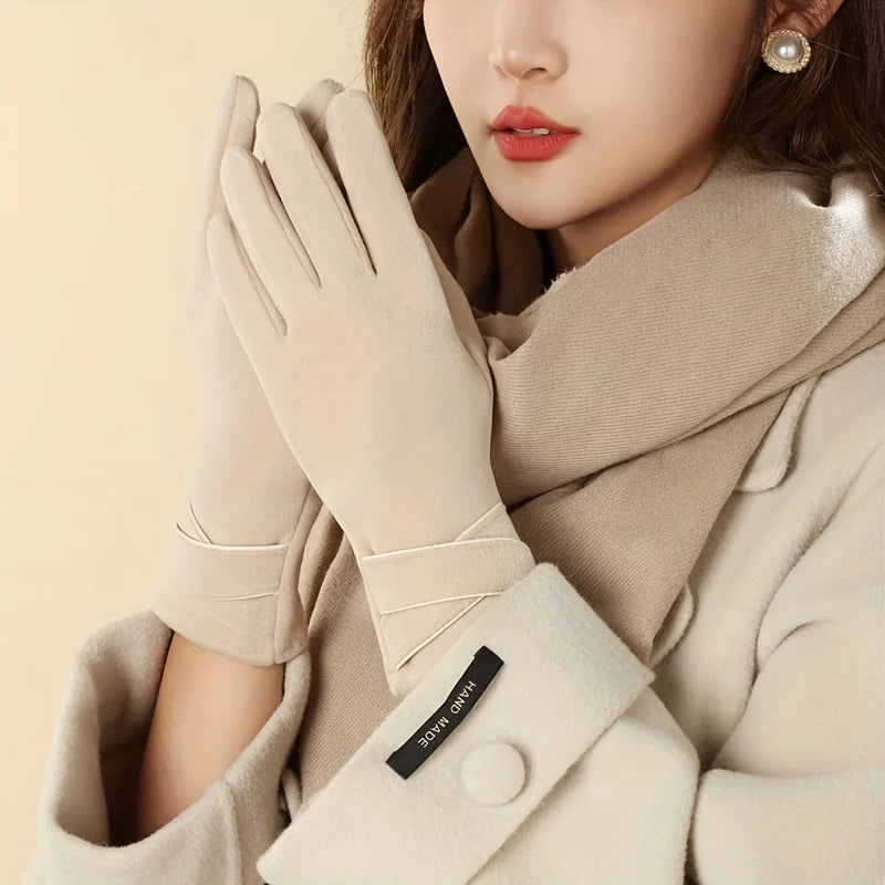 Elegant cross-cuff gloves