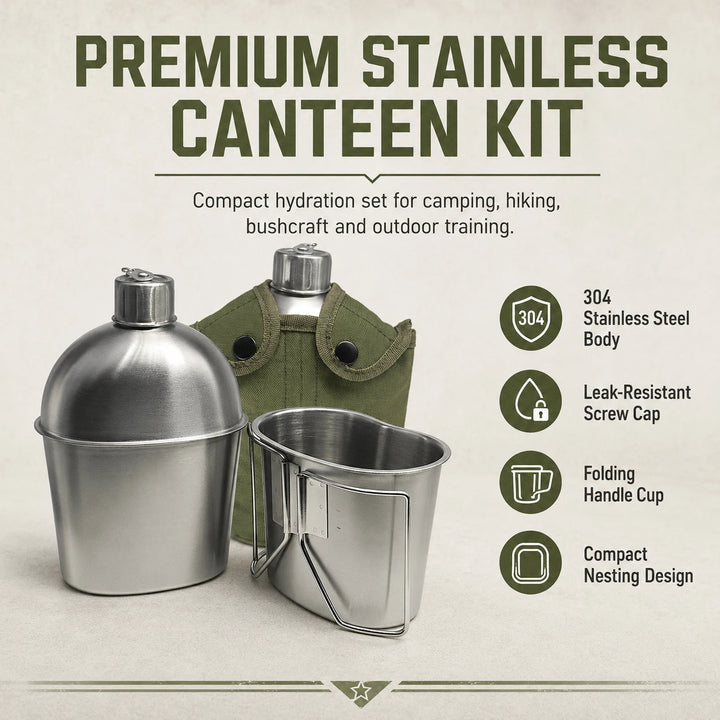 1L Military Tactical Canteen Bottle with Pouch