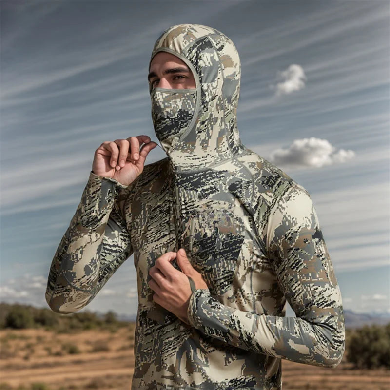 Core Lightweight Camouflage Hoodie Pullover Mask T-Shirt