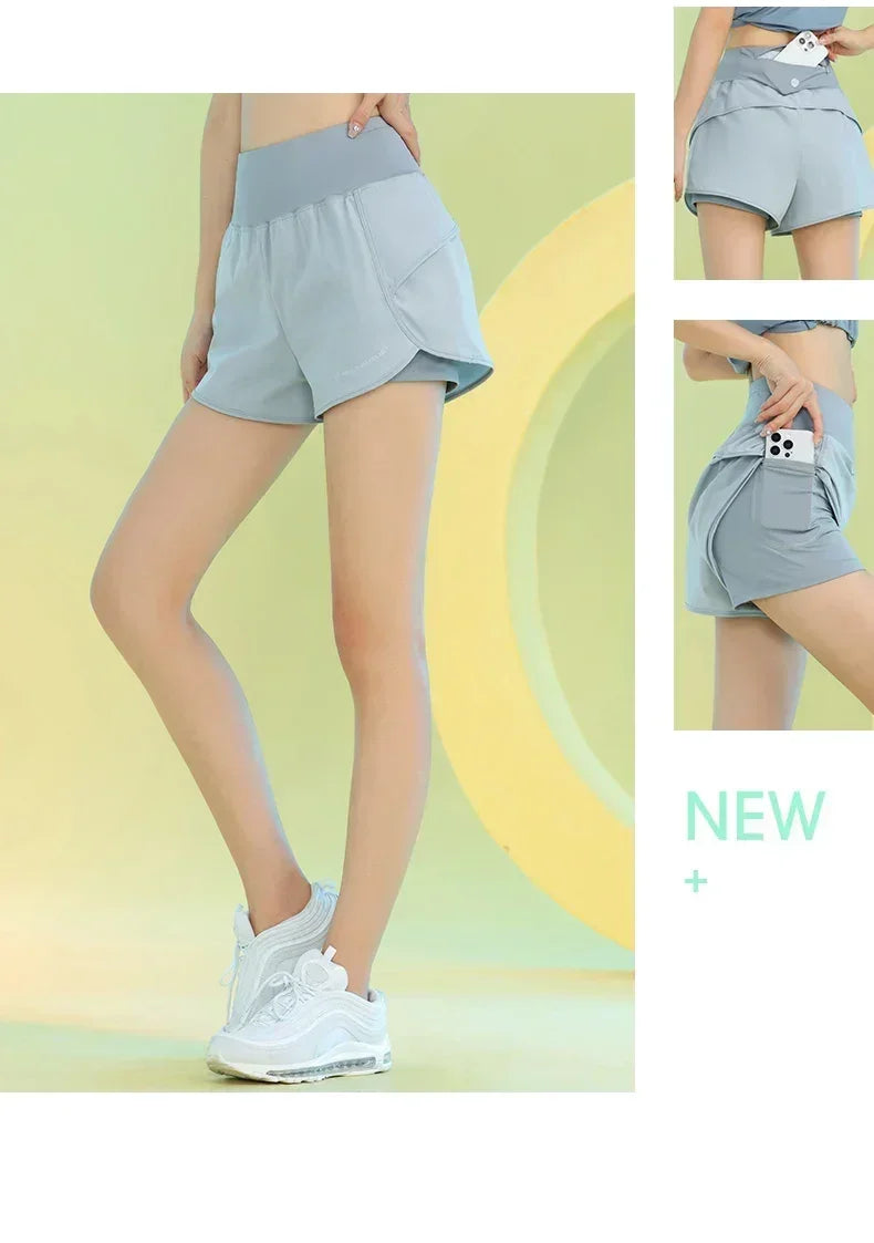 Yoga Shorts for Women Lightweight Gym Cycling Workout Shorts with Pocket Breathable Running Sweatpants Athletic Clothes