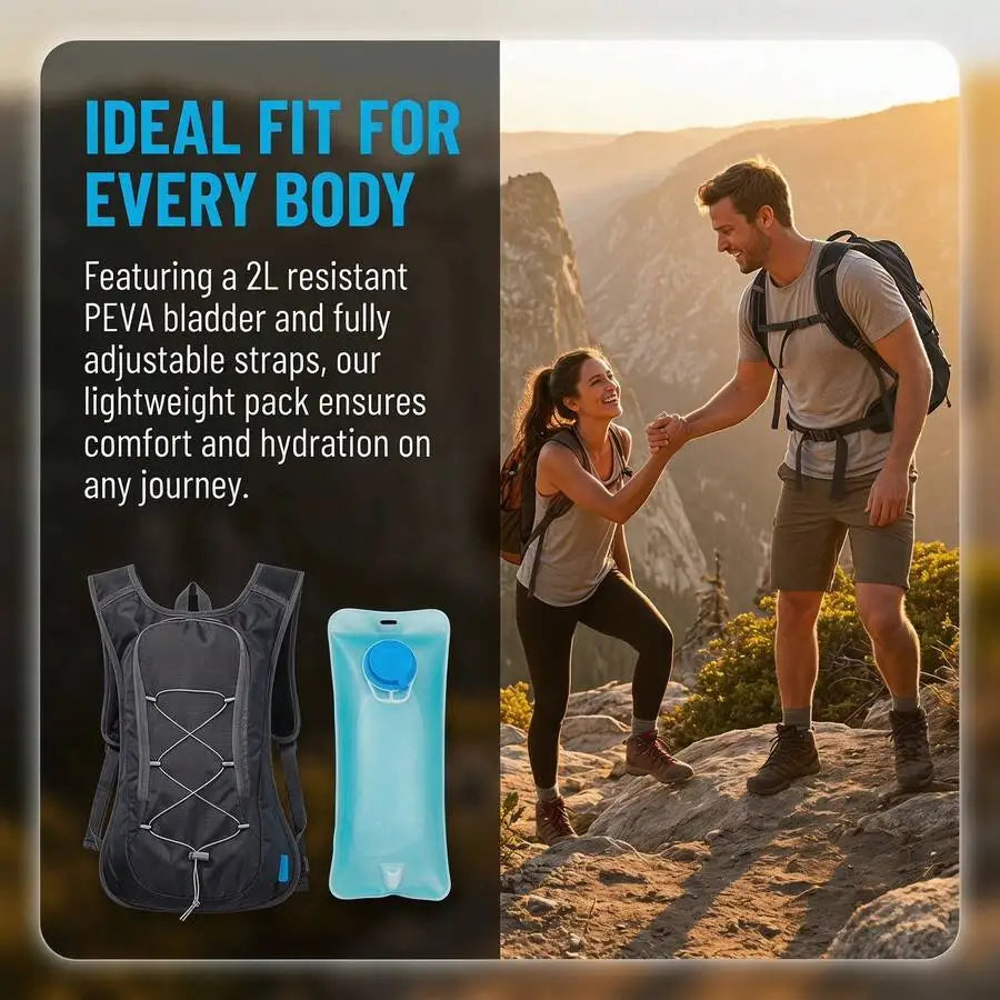 2L Hydration Backpack with Water Bladder