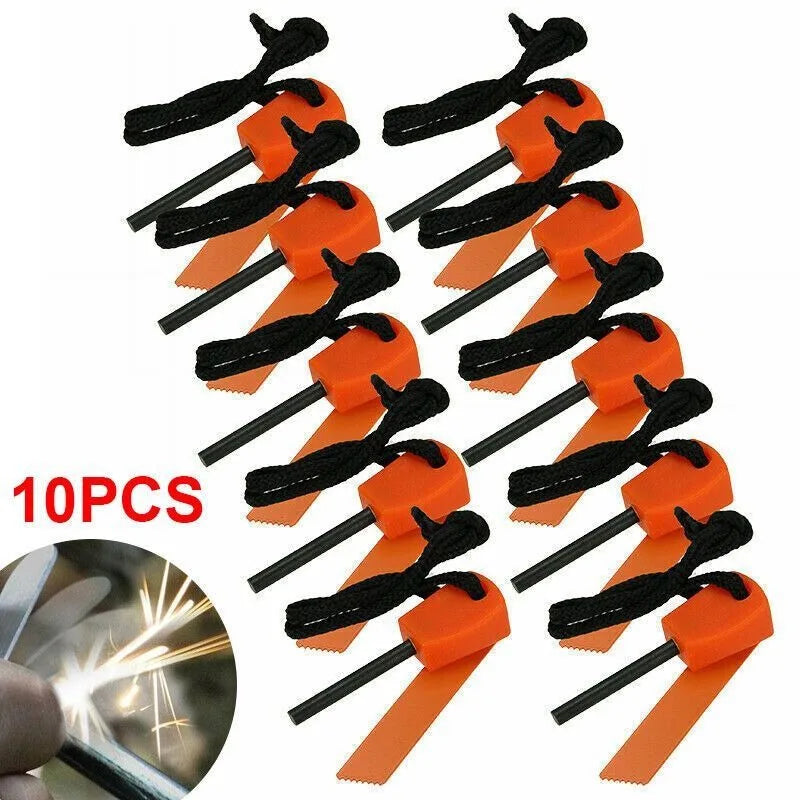 10-Pack Ferro Rod Fire Starter Kit