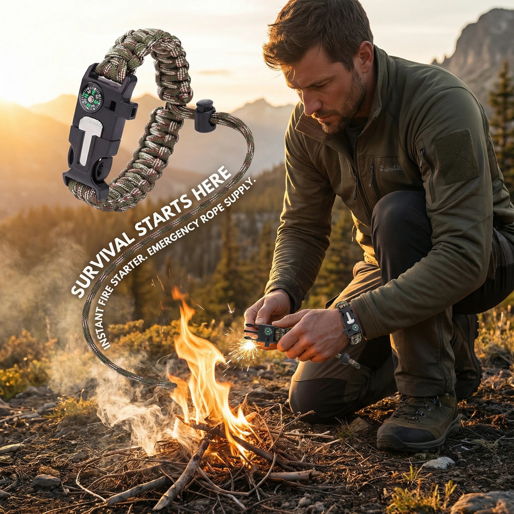 Adjustable Survival Paracord Bracelet