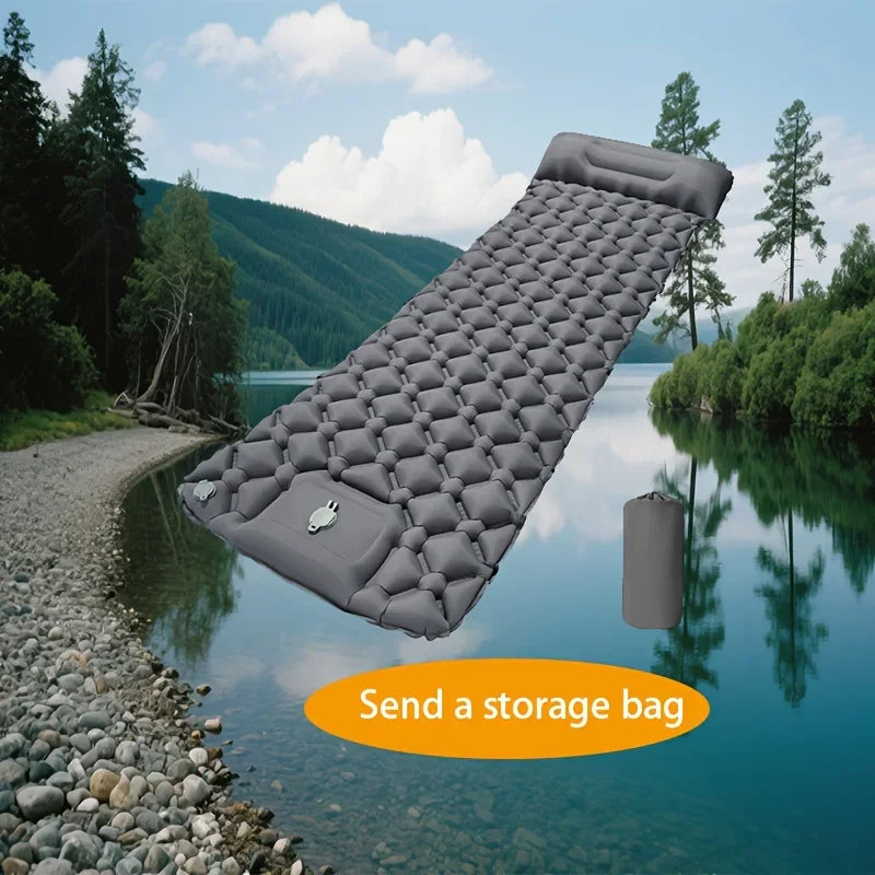 1pc Outdoor Inflatable Sleeping Pad | 1-Minute Quick Inflation + Extra Thick Puncture-Proof | Essential for Camping / Hiking