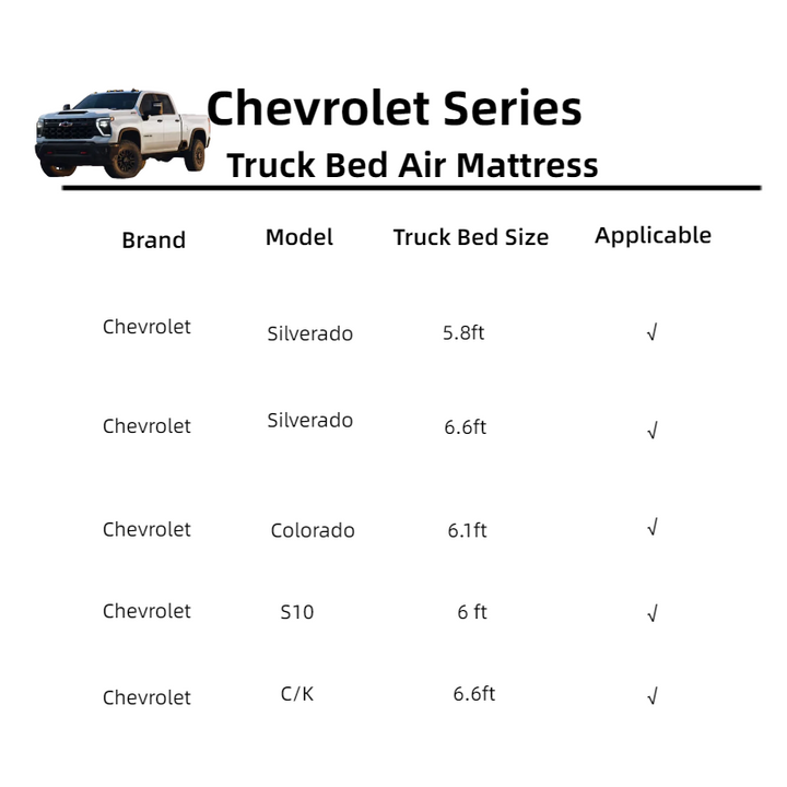 DikaSun Chevrolet 5.5-5.8ft | 6-6.5'  Truck Bed Air Mattress