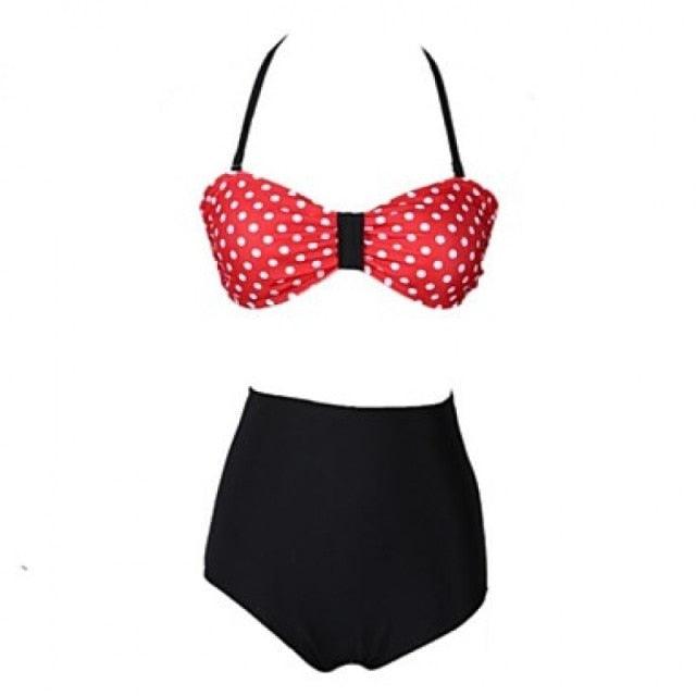 Cutest Retro Swimsuit Swimwear Vintage High Waist Swimsuit For Women Halter 2 Piece Bathing Suit Ruffle Bikini Set Tummy Control Vintage Pin Up High Waist Bikini Set For Women Swimming Bathing Suit S/M/L/XL