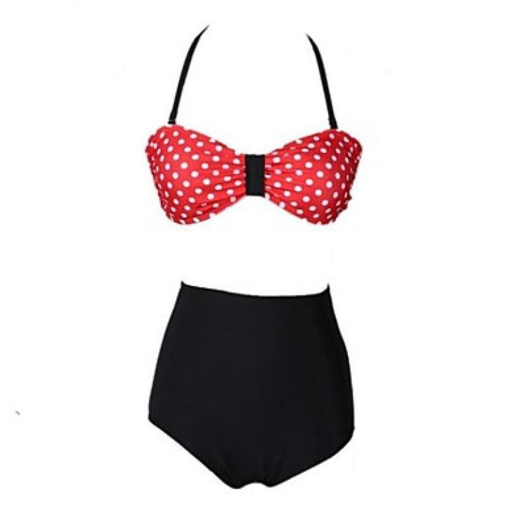 Cutest Retro Swimsuit Swimwear Vintage High Waist Swimsuit For Women Halter 2 Piece Bathing Suit Ruffle Bikini Set Tummy Control Vintage Pin Up High Waist Bikini Set For Women Swimming Bathing Suit S/M/L/XL